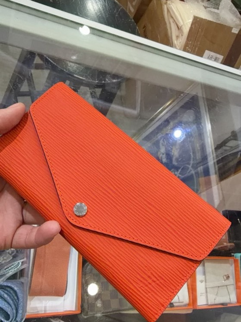 Louis Vuitton Orange Textured Envelope Wallet
